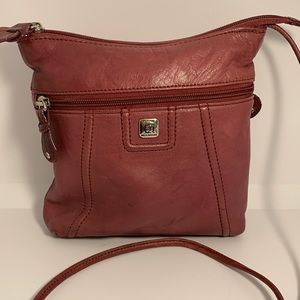 Mini crossbody in a maroon color